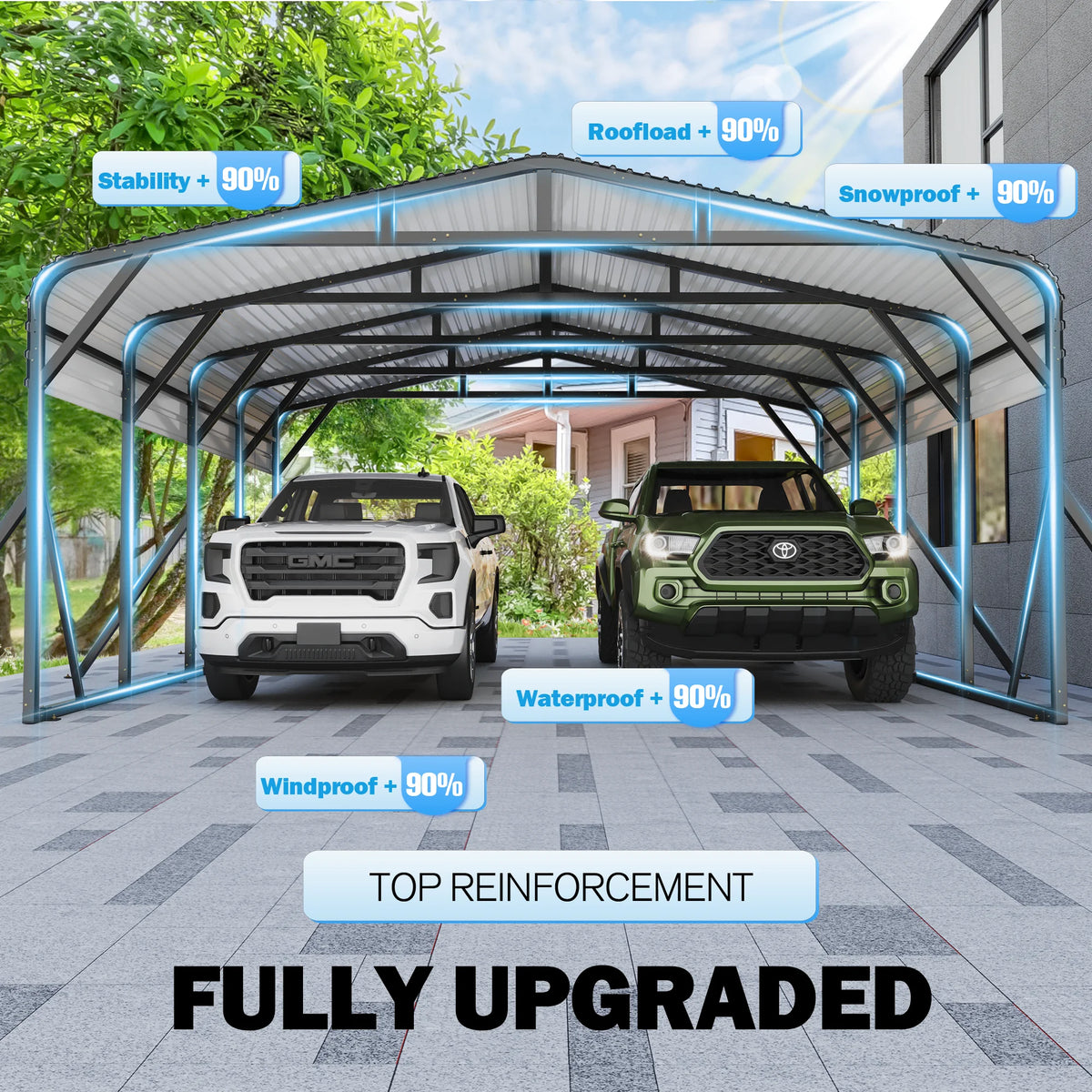 MUCHANT Heavy-Duty Carport, 12' x 20', Galvanized Steel Roof