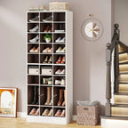 10-Tier Tall Shoe Cabinet, 30-Pair White Engineered Wood Shoe Storage Rack