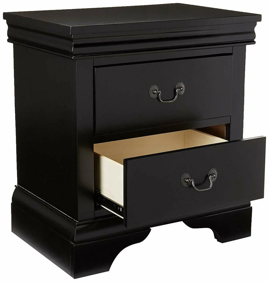 Black Louis Philippe Style California King Sleigh Bed With 2x Nightstands - 3pc Set