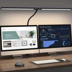 Pzloz LED Desk Lamp - Foldable Swing Arm, Adjustable Double Lamp Heads