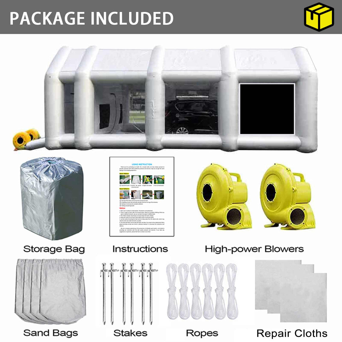 FLAPKWAN Inflatable Paint Booth 30X20X13FT With 1100W+950W Blowers