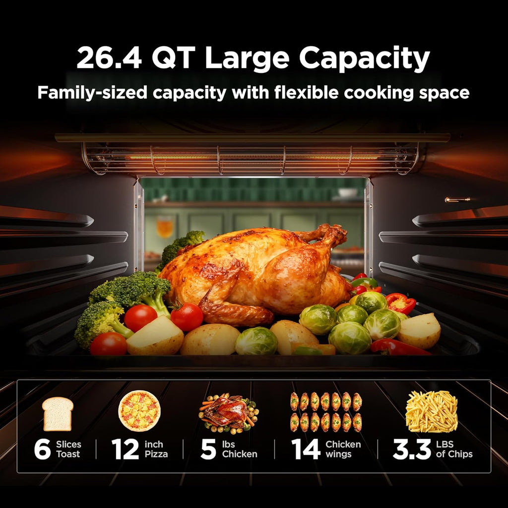Midea Toaster Oven Air Fryer Combo, 10+4 Functions, 26.4 QT Stainless Steel, 450F - Flexify Pro