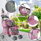 YRLLENSDAN Pet Stroller for Small and Medium Dogs and Cats - 4 Wheels