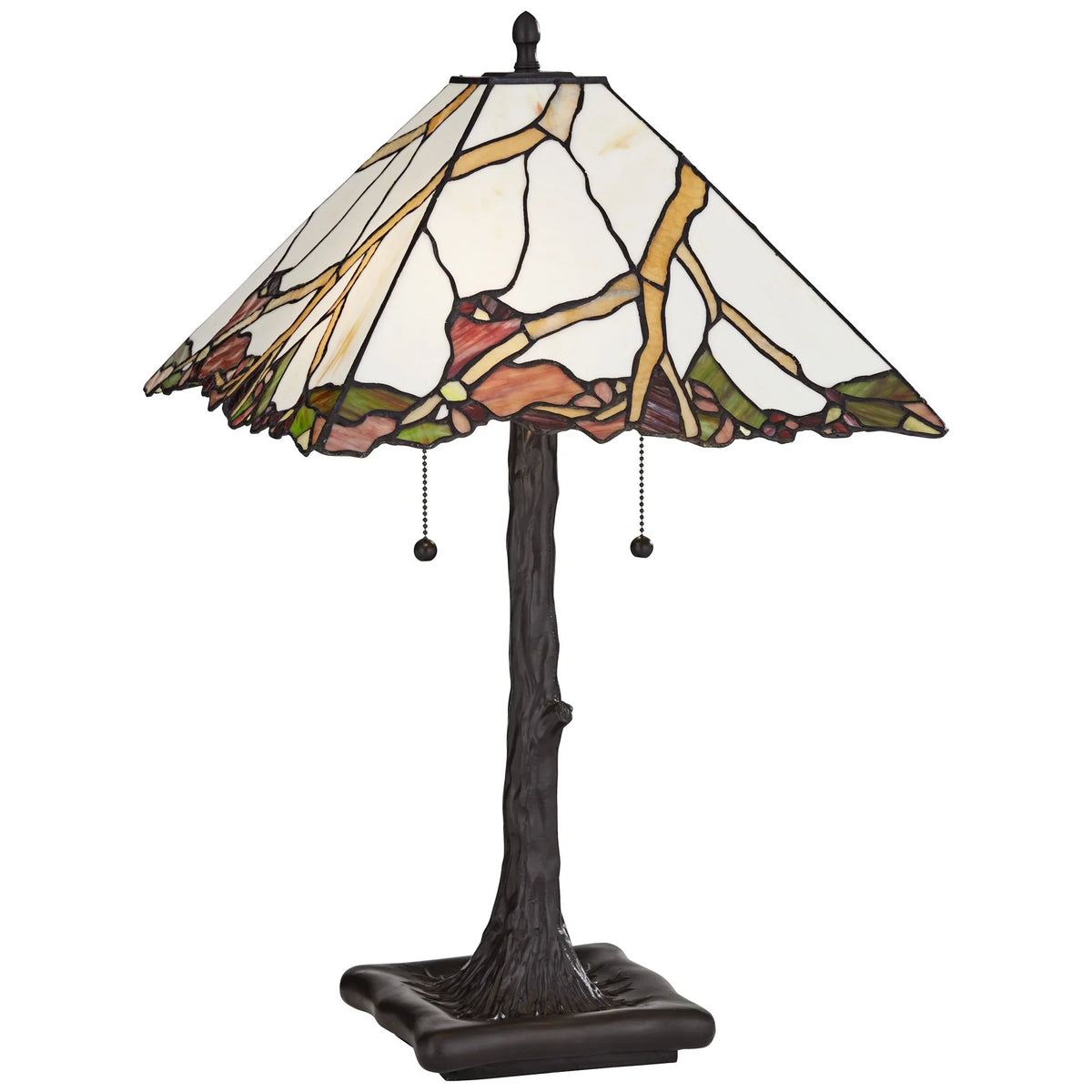 Robert Louis Tiffany Table Lamp 26 inch High Dark Bronze Cherry Blossom Stained Art Glass Shade