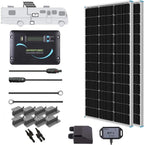 Renogy 200 Watts 12 Volts Monocrystalline RV Solar Panel Kit With Adventurer 30A LCD PWM Charge Controller - rv200wadv-30a
