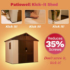 Patiowell Plastic Outdoor Storage Shed With Floor, Window And Lockable Door, 8 x 6 FT, Beige - Kick-it Shed