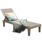 Outdoor Patio Chaise Lounge Chair Recliner - Adjustable 5 Positions, Wood Texture Design