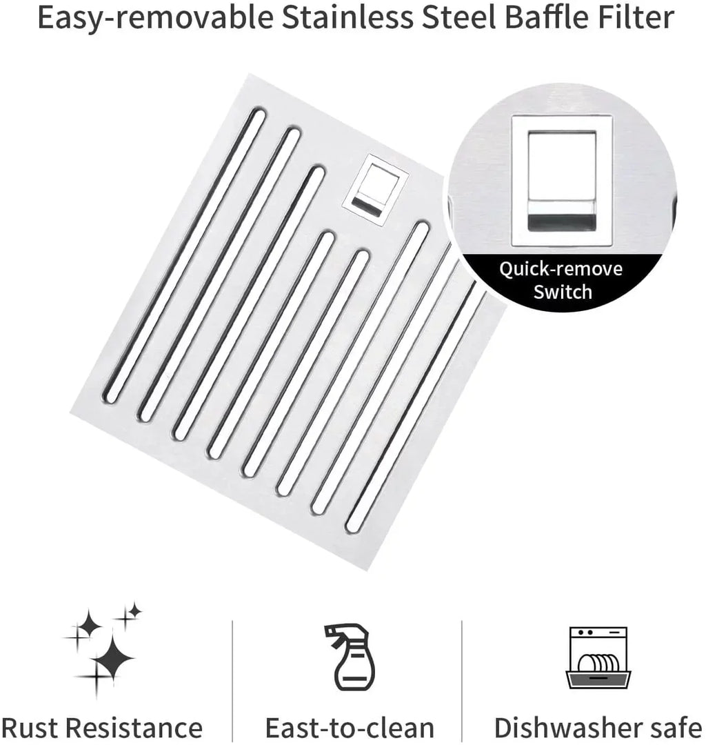 Range Hood 30 inch Built-In Insert Vent Hood, 600 CFM, Stainless Steel