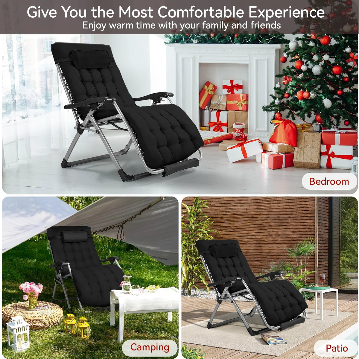 VECUKTY XXL Zero Gravity Chair, 500lb Capacity, 33-Inch Wide Padded Seat