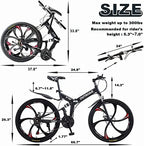 26-Inch Folding Mountain Bike, 21-Speed Dual Suspension