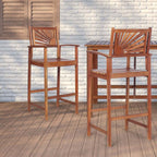 2-Pack Acacia Wood Outdoor Patio Bar Stools, Natural, 29in Seat Height - Sunflower Backrest