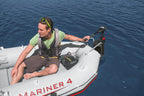 Intex Excursion 4 Inflatable Raft Set With 2 Transom Mount 8 Speed Trolling Motors