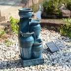Teamson Home 28.74 in Solar 4-Tier Cascading Bowl Water Fountain With LED Lights - Navy