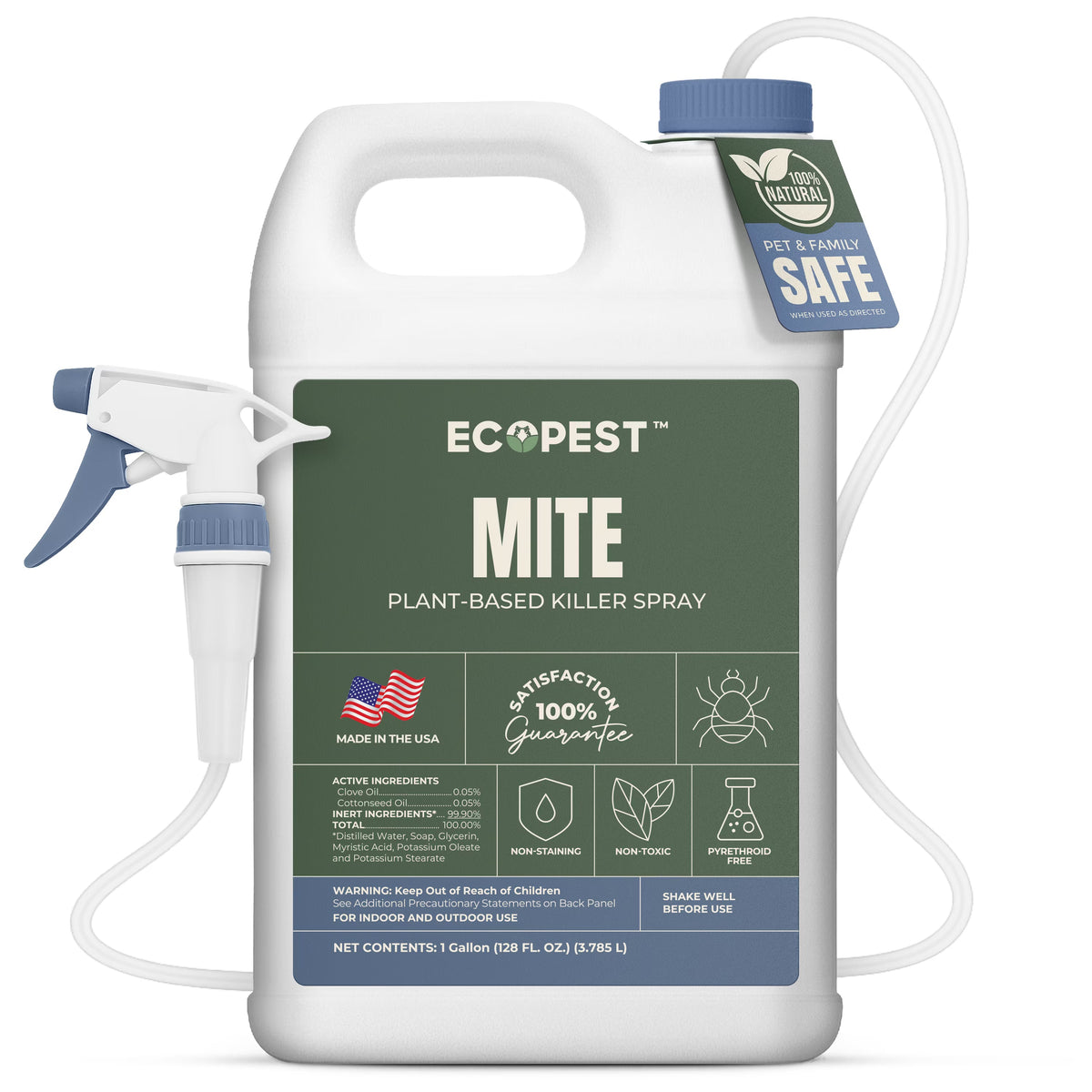 EcoPest Mite Spray Natural Killer For Dust, Bird, Spider, Scabies And Other Mites - 1 Gallon