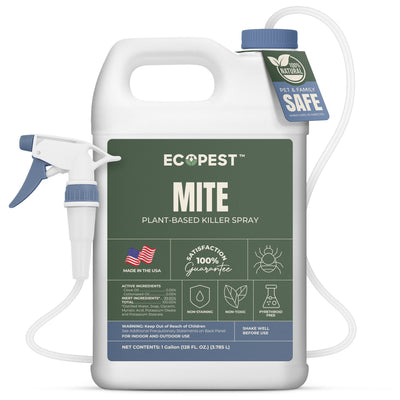 EcoPest Mite Spray Natural Killer For Dust, Bird, Spider, Scabies And Other Mites - 1 Gallon