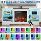 Waleaf TV Stand With 18 in Electric Fireplace And Adjustable Glass Shelves - TVs Up To 65 inch