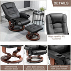 AVAWING Faux Leather Swivel Massage Recliner Chair With Ottoman - Black