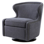 Bailey Street Home Swivel Chair, 32 inch, Dark Charcoal Gray/Antique Brass Finish - 208-Bel-4190615