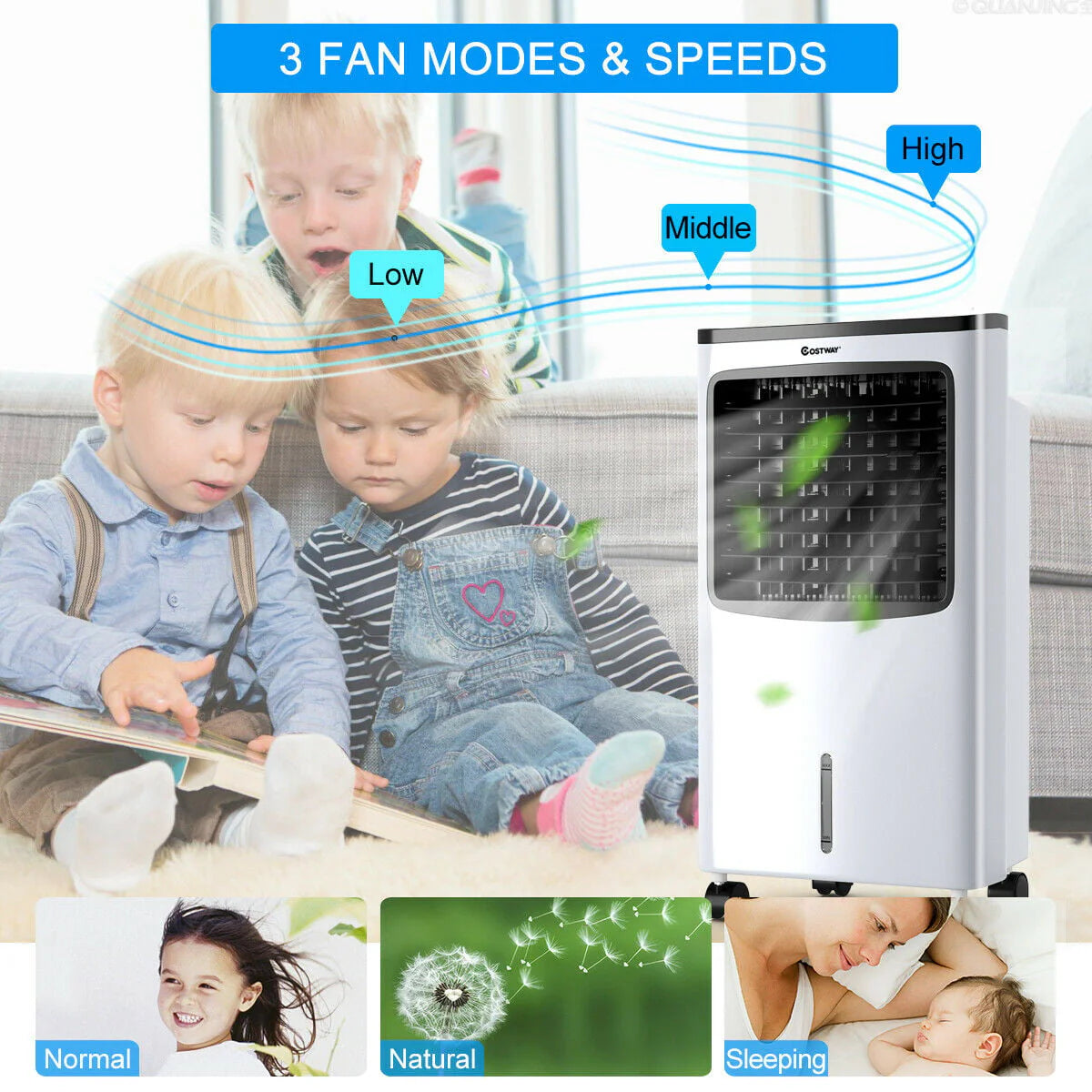 Costway Portable Evaporative Air Cooler Fan Humidifier With Remote Control - 8L