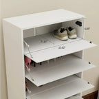 Flip-Door Mirror Shoe Cabinet 6-Tier Organizer With Metal Legs And Touch-Sensitive Drawers