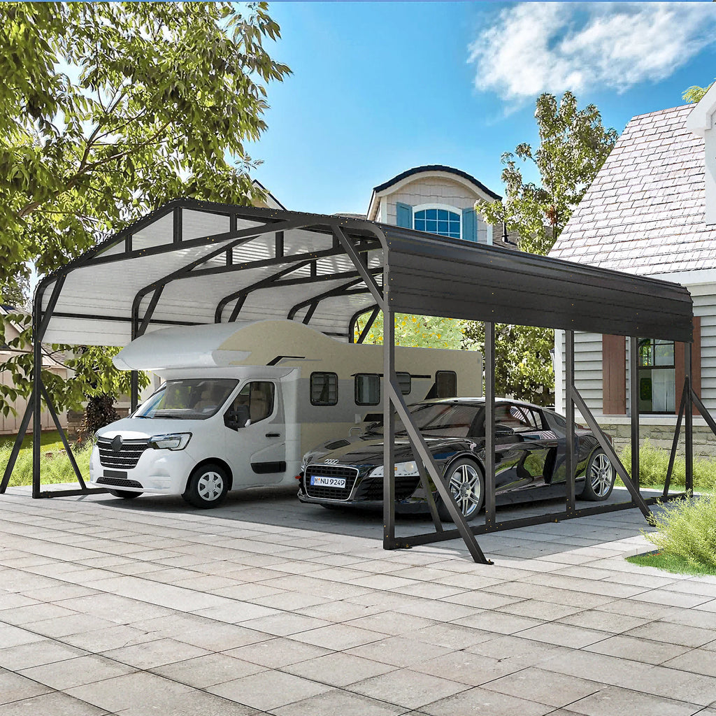 MUCHANT Heavy-Duty Carport, 12' x 20', Galvanized Steel Roof