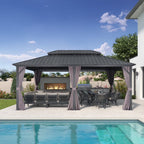 PURPLE LEAF Outdoor Hardtop Gazebo, 8' X 8', Galvanized Steel Double Roof, Aluminum Frame, Grey