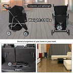 Bestpet Pet Stroller, 3 Wheels Travel Folding Carrier - T13