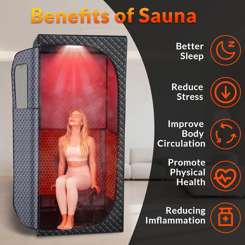 Personal Indoor Infrared Sauna Tent With Red Light Therapy, 9 Levels Up To 140F