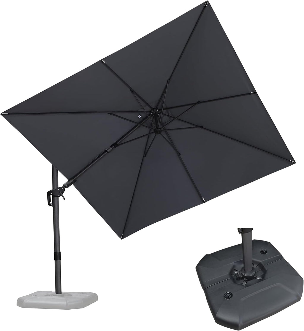 PURPLE LEAF Cantilever Patio Umbrella 9.8' X 9.8' Light Grey