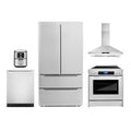 5-Piece Kitchen Package With 30in Electric Range, 30in Wall Mount Range Hood, 24in Dishwasher, French Door Refrigerator And 5.5L Air Fryer