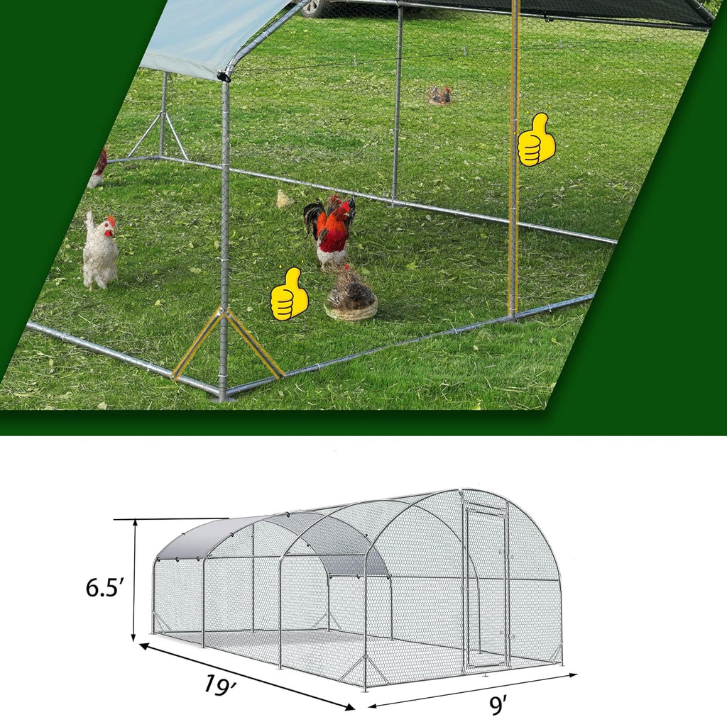 Betterhood Metal Chicken Coop With Cover, 9 ft W x 19 ft L x 6.5 ft H