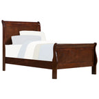 Homiyad Twin Size Sleigh Bed Brown Cherry Finish - Louis Philipe