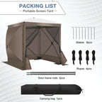 Hoteel Outdoor Pop-Up Gazebo Screen House 6x6ft With 4 Sidewalls And Mosquito Netting - Brown
