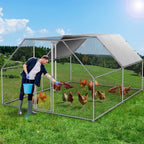 Dextrus Metal Chicken Coop With Waterproof Cover And Wire Mesh, 13.1 x 9.8 x 6.4 ft