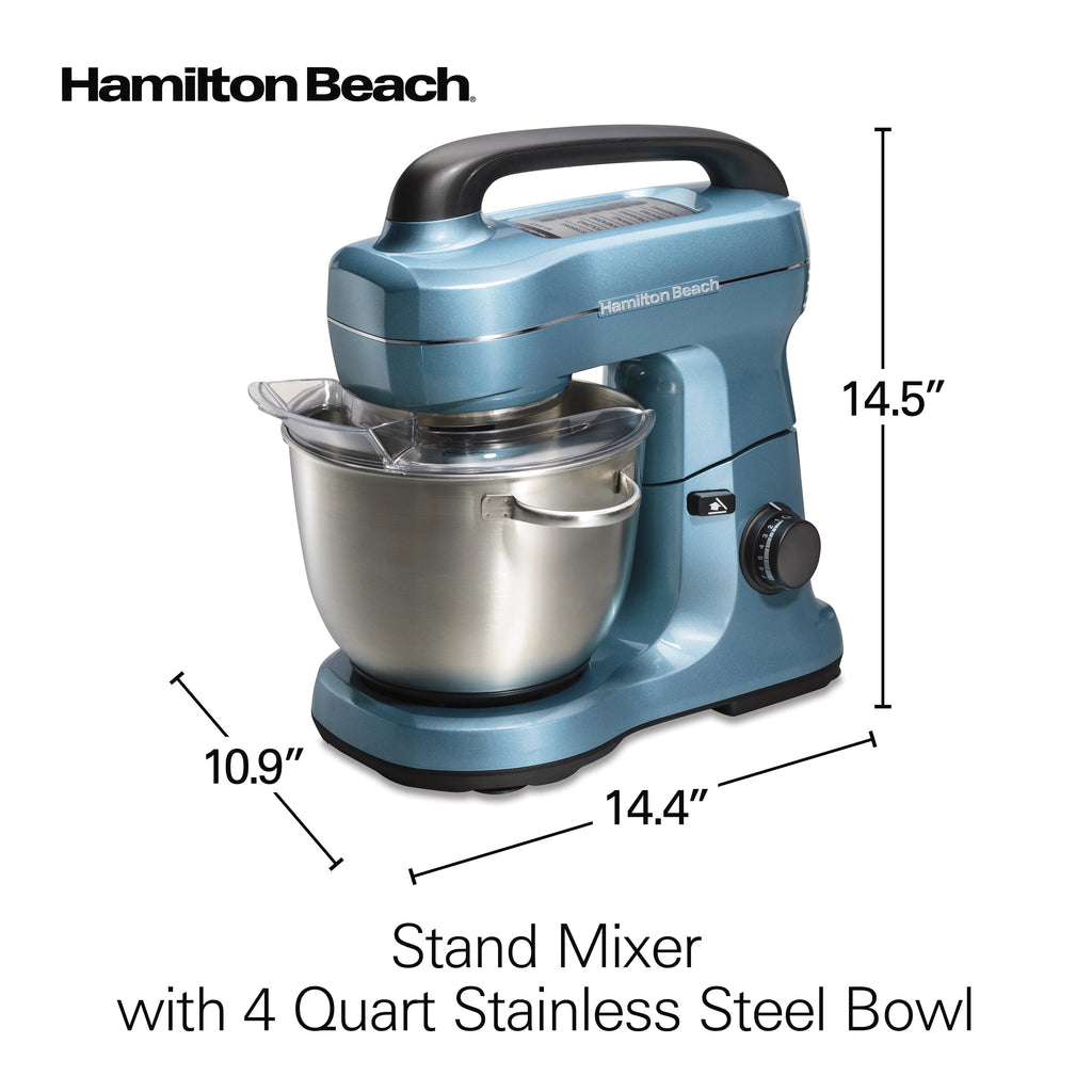 Hamilton Beach 4 Quart 7-Speed Tilt-Head Stand Mixer With Dough Hook, Whisk And Flat Beater - Black