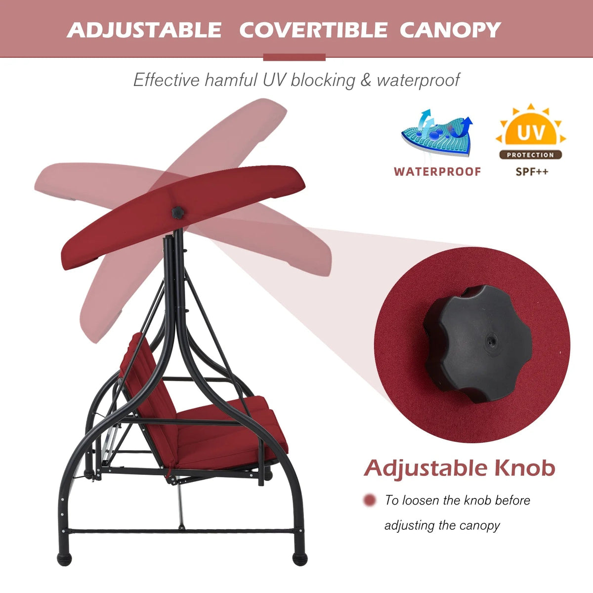 AECOJOY 3-Person Steel Canopy Porch Swing Glider Hammock