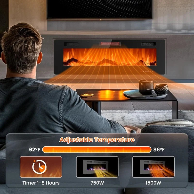 R.W.FLAME Recessed Electric Fireplace Heater, 30-inch, 750-1500W