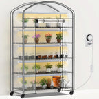Abimars 5-Tier Greenhouse With PVC Cover, Wheels And 5-Pack 2900K Full Spectrum Plant Lights, 21x49x80inch