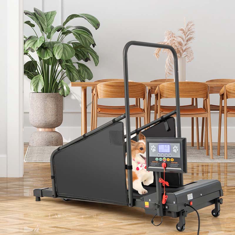 Dog Treadmill Pet Running Machine, 200 lbs Capacity, 1.4 inch LCD Screen - Black