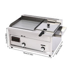 VONZOER Commercial Gas Griddle And Deep Fryer Combo, 2-Burner Stainless Steel, 70x38.5x51cm