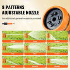 VEVOR Retractable Garden Hose Reel, 100 ft x 1/2 inch, Wall-Mounted With 9-Pattern Nozzle
