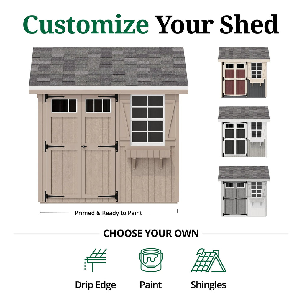 Little Cottage Co. Outdoor Wood Storage Shed, 8x8, Precut DIY Kit - Colonial Pinehurst
