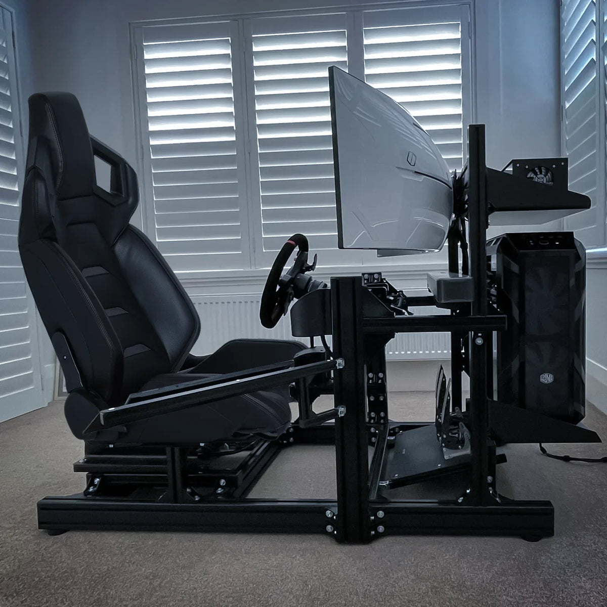 MoNiBloom Racing Simulator Game Seat, Black, 21.0 x 20.5 x 38.0 in, 330lbs, 80-180 Degree Backrest