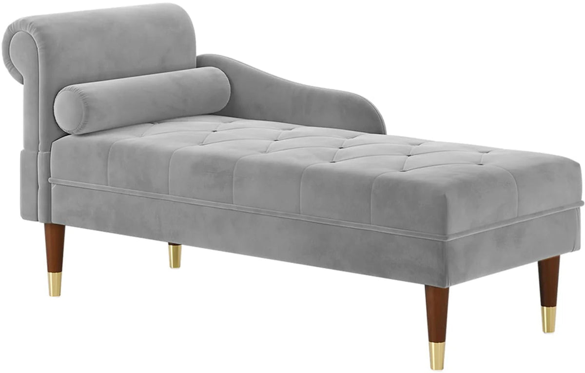 Vesgantti Velvet Chaise Lounge, 59 in, Grey
