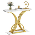 Console Table With Faux Marble MDF Top And Gold Metal Frame