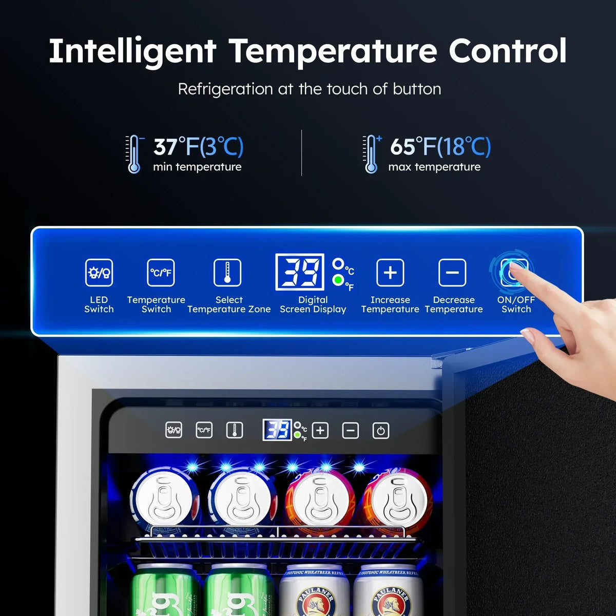 Ecojoy 15 Inch Stainless Steel Under Counter Beverage Refrigerator, 120 Cans