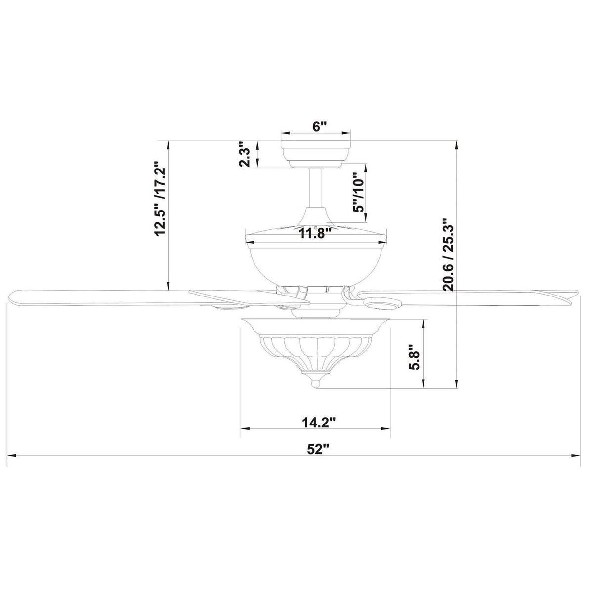 Warehouse Of Tiffany Micago 52 Lighted Ceiling Fan, Forged Black - CFL-8420REMO/FB