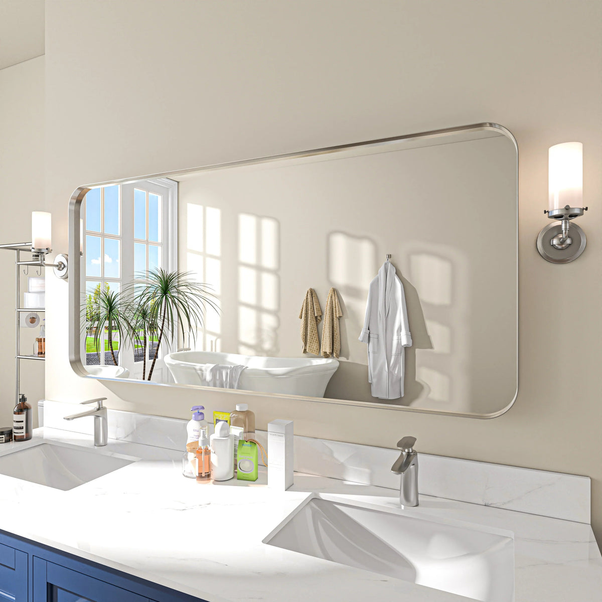 Aluminum Alloy Rounded Corner Wall Vanity Mirror