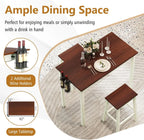3-Piece Counter Height Bar Table Set With 2 Stools And 2 Wine Holders - Cream White & Walnut
