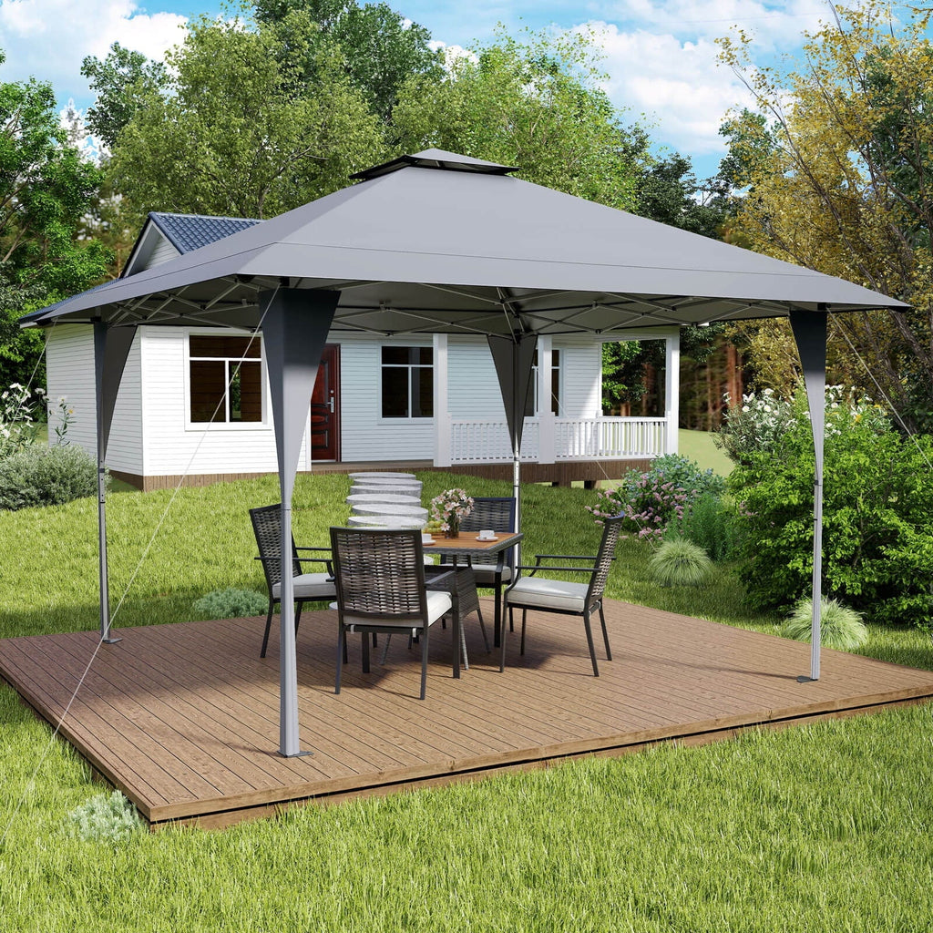 Costway Pop-Up Gazebo Outdoor Canopy Tent, 13 x 13 ft, Gray